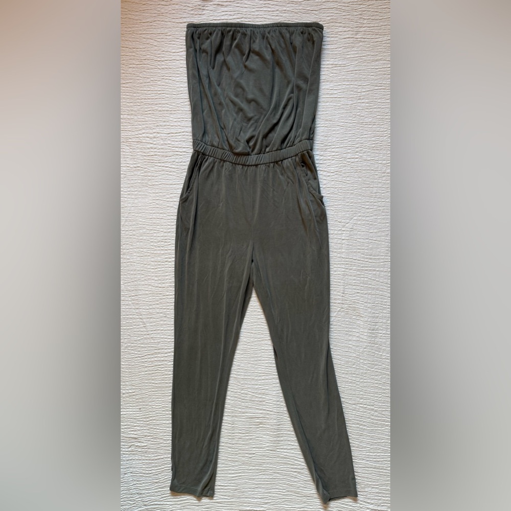 Old Navy Olive Green Strapless Jumpsuit